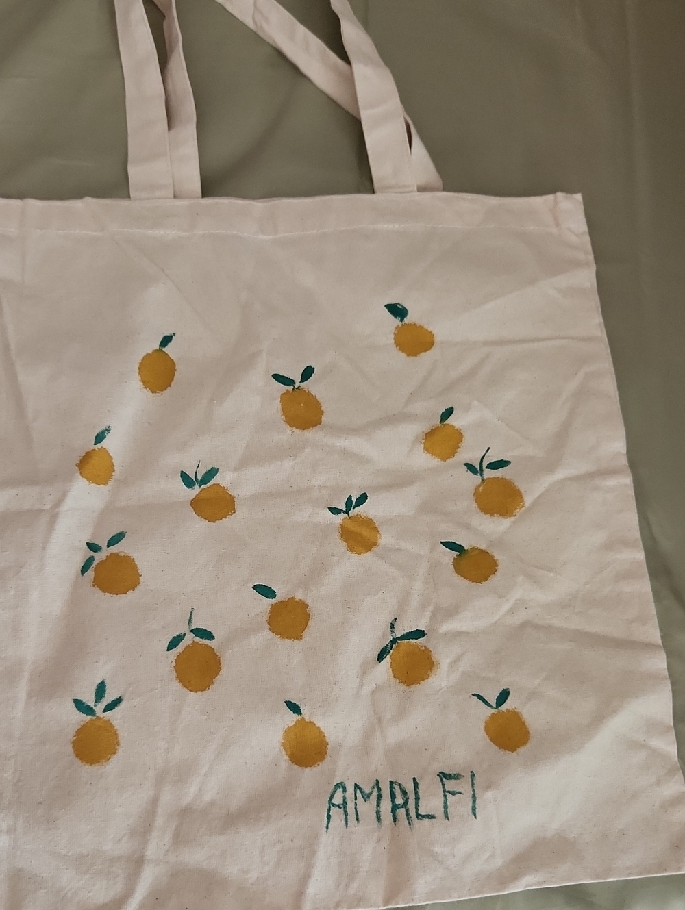 Amalfi Canvas Tote with Yellow Lemon Print